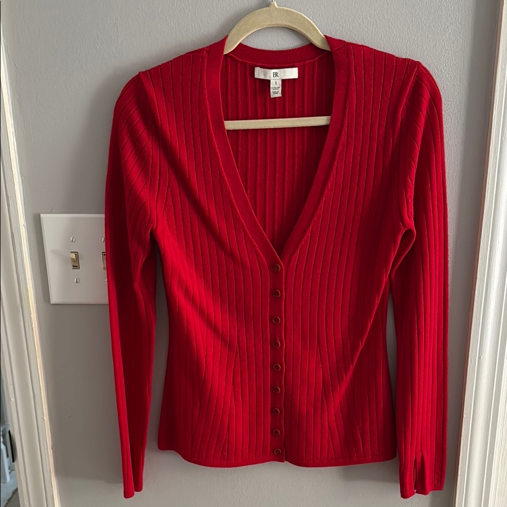 Banana Republic Red Merino Wool Cardigan